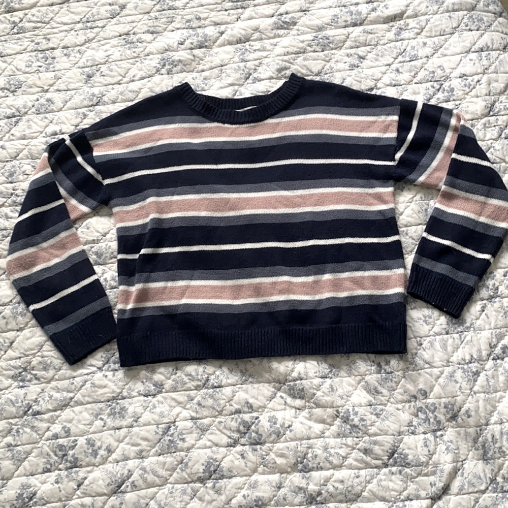 Navy, white, and pink striped vintage sweater